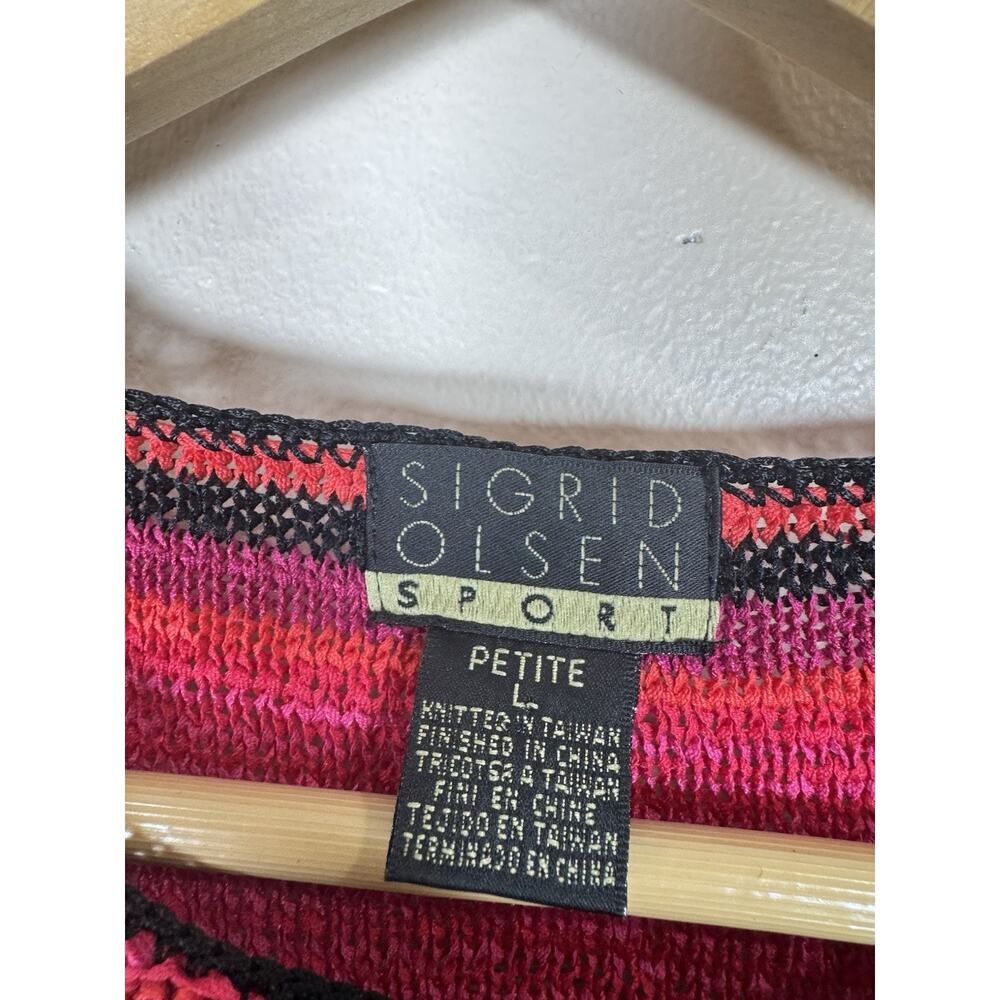 VTG Sigurd Olsen Womens Knit Sweater Fringe Striped Boho 90s Phoebe Artsy PL - Picture 3 of 11
